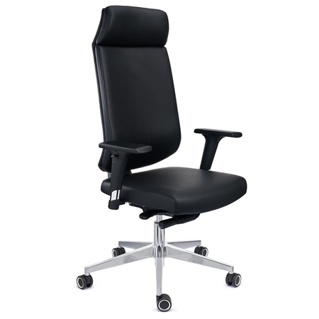 Fauteuil de Bureau MILANO, Dossier Haut, Rembourrage Haute Densité, en Cuir, Noir 