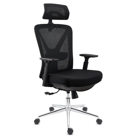 DEMO# Chaise Ergonomique TOWER, Repose-Pieds Extensible, Support Lombaire, Noir