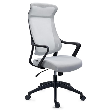 Chaise de bureau VIRGO, Appui-tête, Confortable et Pratique, en Maille et Tissu Gris