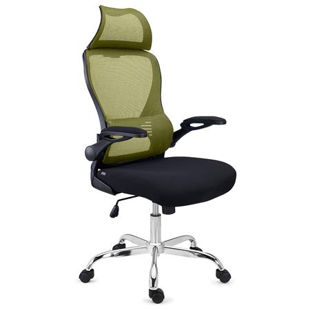 Chaise de Bureau CORFU, Appui-tête, Accoudoirs Rabattables, Design Ergonomique, Vert