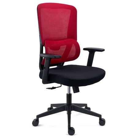 Chaise Ergonomique SUPRA, Utilisation Intensive, Support Lombaire, en Tissu et Maille Respirable, Rouge