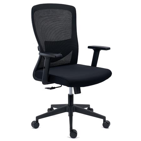 Chaise de Bureau NOTE, Utilisation Intensive de 8h, Support Lombaire Réglable, en Tissu et Maille Respirable, Noir