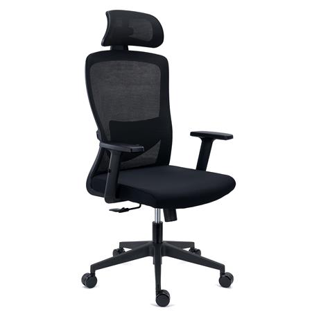 haise de Bureau NOTE PRO, Appui-tête, Utilisation Intensive de 8h, Support Lombaire Réglable, en Tissu et Maille Respirable, Noir