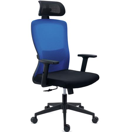 haise de Bureau NOTE PRO, Appui-tête, Utilisation Intensive de 8h, Support Lombaire Réglable, en Tissu et Maille Respirable, Bleu