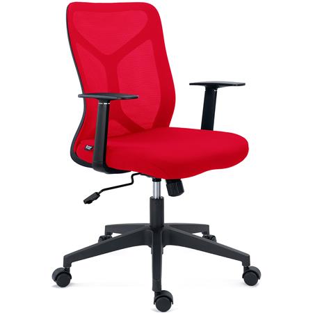Chaise de Bureau GINGER, Mécanisme Basculant, Robuste et Polyvalente, Tissu et Maille, Rouge