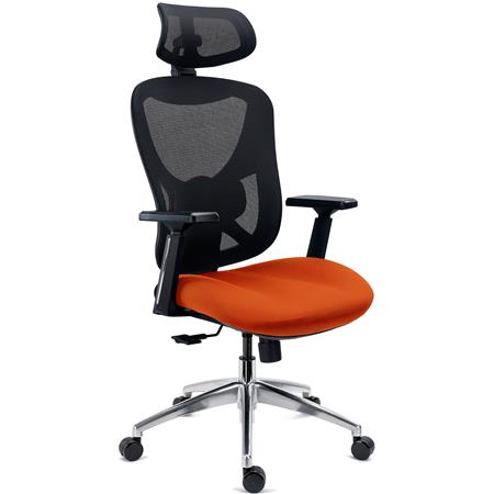 Chaise Ergonomique URUS, Dossier Réglable en Hauteur, Mousse Injectée, Utilisation Intensive, Orange