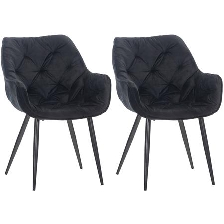 Lot de 2 Chaises visiteur TEXAS, Design Confortable et Elégant, Piétement métallique, en Velours Noir
