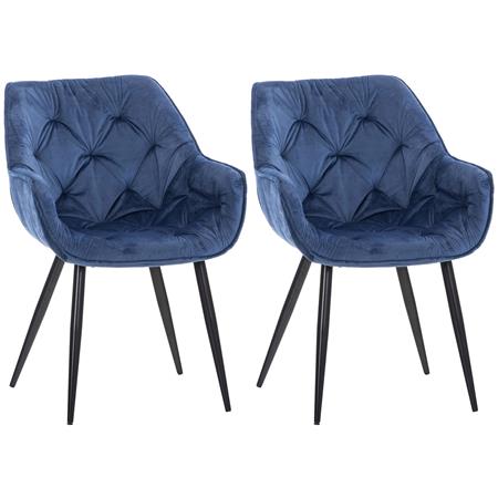 Lot de 2 Chaises visiteur TEXAS, Design Confortable et Elégant, Piétement métallique, en Velours Bleu