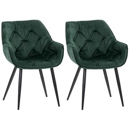 Lot de 2 Chaises visiteur TEXAS, Design Confortable et Elégant, Piétement métallique, en Velours Vert