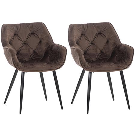 Lot de 2 Chaises visiteur TEXAS, Design Confortable et Elégant, Piétement métallique, en Velours Marron