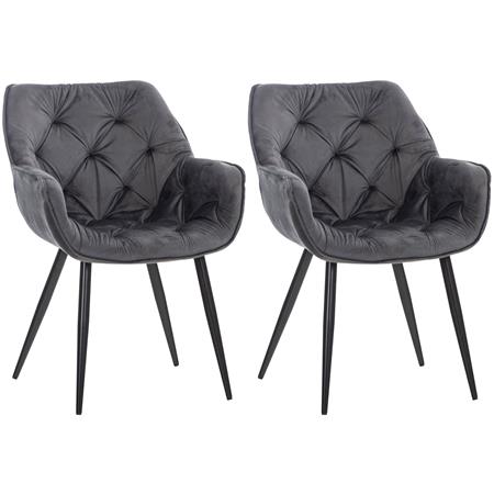 Lot de 2 Chaises visiteur TEXAS, Design Confortable et Elégant, Piétement métallique, en Velours Gris Foncé
