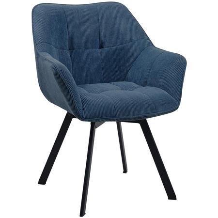 Chaise Visiteur TAMMY, Design Contemporain, en Tissu Velours Côtelé Bleu