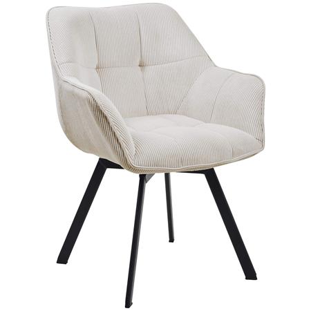Chaise Visiteur TAMMY, Design Contemporain, en Tissu Velours Côtelé Crème