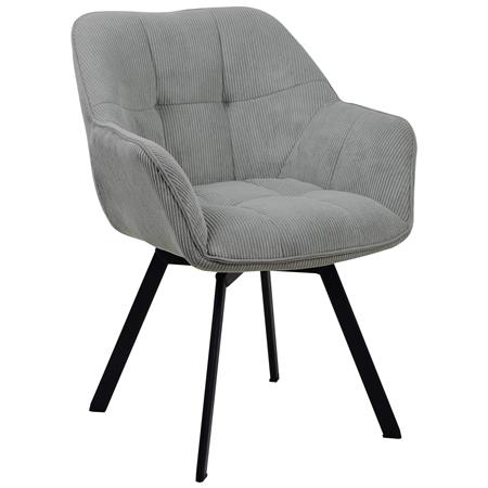 Chaise Visiteur TAMMY, Design Contemporain, en Tissu Velours Côtelé Gris