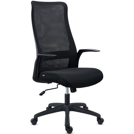 Chaise de Bureau SIERRA, Support Lombaire, Accoudoirs Design, en Tissu et Maille Respirable, Noir