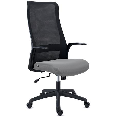 Chaise de Bureau SIERRA, Support Lombaire, Accoudoirs Design, en Tissu et Maille Respirable, Gris 