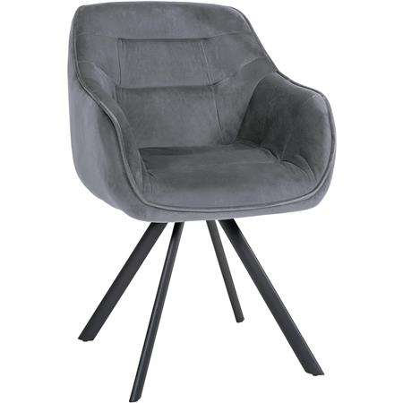 Chaise Visiteur CLODIS VELOURS, Piètement Métallique, Gris Foncé