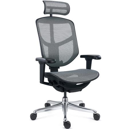 Chaise Ergonomique ENJOY, 100% Ajustable au Design Exclusif, Utilisation Intensive 8h, en Maille, Gris