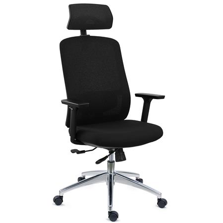 DEMO# Chaise Ergonomique ASTRA LUX, Appui-tête, Assise Ajustable en Profondeur, Utilisation Intensive 8h, Inclinaison Synchrone, Noir