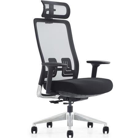 Chaise Ergonomique EVORA, Appui-tête, Assise Réglable en Profondeur, Utilisation Intensive 8h, Noir