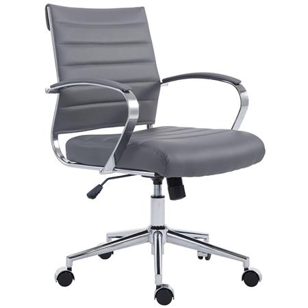 Chaise de bureau EVERY, Structure Métallique Chromée, Design élégant, Cuir, Gris