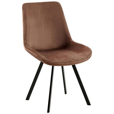 Chaise Visiteur UNAMI, Piètement en métal noir mat, en Velours, Marron