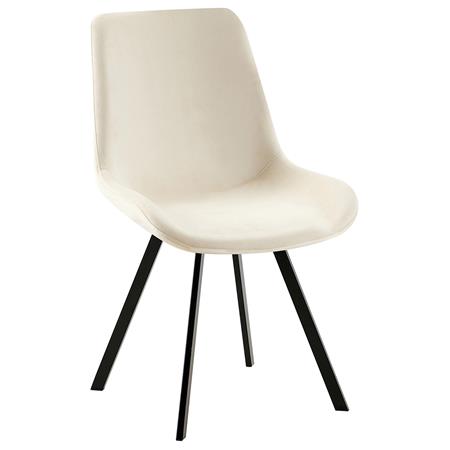 Chaise Visiteur UNAMI, Piètement en métal noir mat, en Velours, Crème