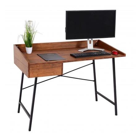Bureau Informatique PHOENIX, 114x60x98 cm, Avec Tiroir, Structure en Métal, Couleur Chêne