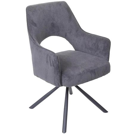 Chaise Conférence ANNIE, Design Moderne et Original, Pivotante, en Tissu, Gris Foncé