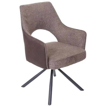 Chaise Conférence ANNIE, Design Moderne et Original, Pivotante, en Tissu, Marron Foncé