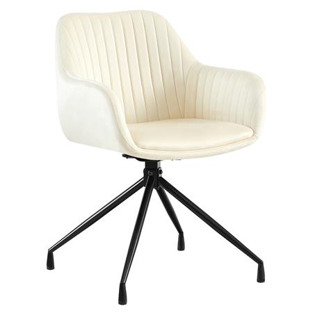 Chaise Visiteur TANNER, Structure Métallique, Pivotante à 180º, Velours, Crème