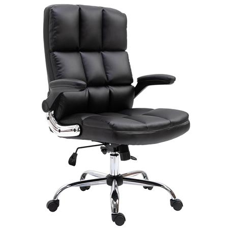 Fauteuil de bureau ALEXANDER, Grand Rembourrage, Accoudoirs relevables, Cuir, Noir