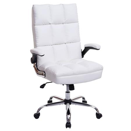 Fauteuil de bureau ALEXANDER, Grand Rembourrage, Accoudoirs relevables, Cuir, Blanc