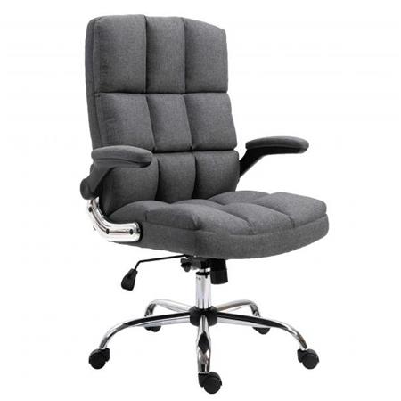 Fauteuil de bureau ALEXANDER, Grand Rembourrage, Accoudoirs relevables, Tissu, Gris Foncé