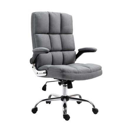 Fauteuil de bureau ALEXANDER, Grand Rembourrage, Accoudoirs relevables, Tissu, Gris Clair