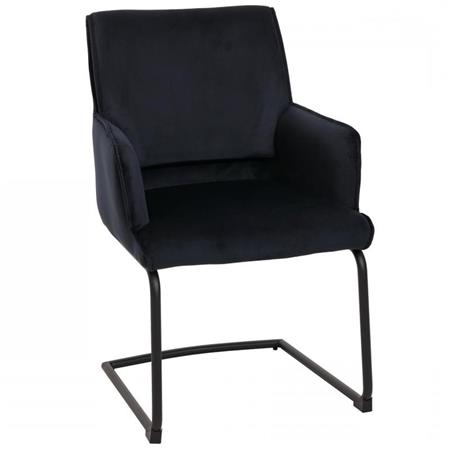 Chaise Visiteur NICHOLS, Structure Metallique Noire, Épais Rembourrage, en Tissu, Bleu Foncé