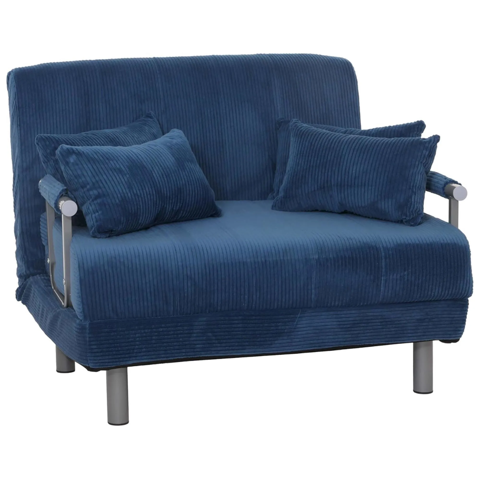 Canapé LESLY 2 places, Convertible en Lit, Confortable et Fonctionnel, en Velours, Bleu