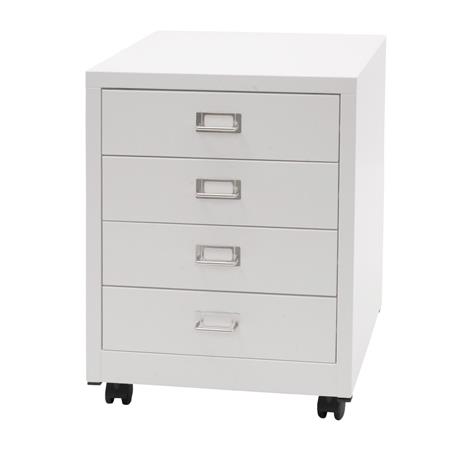 Caisson Mobile DONY, 4 Tiroirs, 40x41x55 cm, en Acier, Blanc