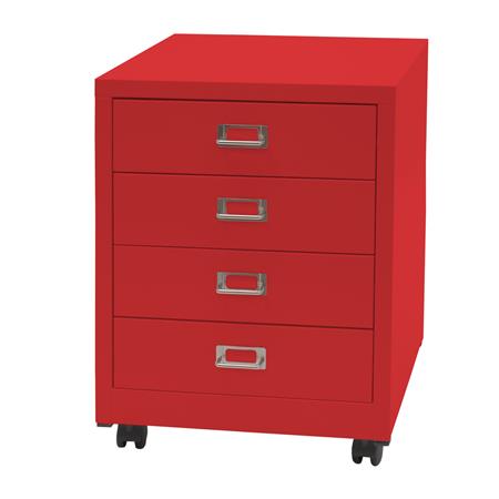 Caisson Mobile DONY, 4 Tiroirs, 40x41x55 cm, en Acier, Rouge