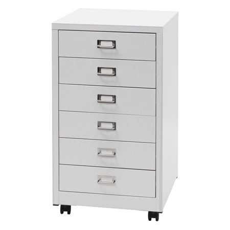 Caisson Mobile DONY, 6 Tiroirs, 40x41x75 cm, en Acier, Blanc
