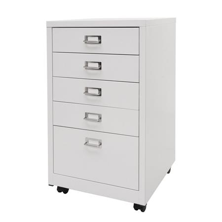 Caisson Mobile DONY PRO, 5 Tiroirs, 40x41x75 cm, en Acier, Blanc