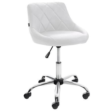 Tabouret de Travail DOVER CUIR, Rembourrage Épais, Design élégant, Blanc