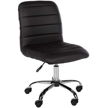 Chaise de Bureau KIMU, Design Minimaliste, Piètement Métallique, en Cuir, Marron