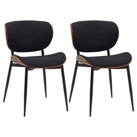 Lot de 2 Chaises Visiteur BRONSON TISSU, Design Exclusif, Structure en Bois, Noir