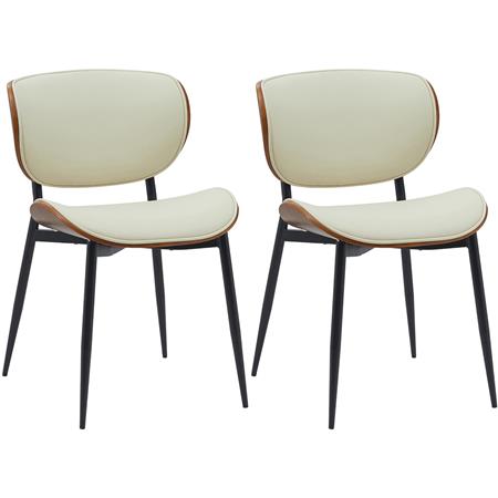 Lot de 2 Chaises Visiteur BRONSON CUIR, Design Exclusif, Structure en Bois, Crème