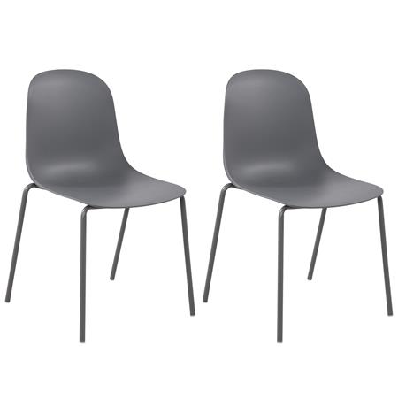 Lot de 2 Chaises Visiteur EMMA, Confortable, Polyvalente et Empilable, Gris Foncé