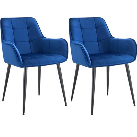Lot de 2 Chaises Visiteur RUFUS, Design Moderne et Élégant, en Velours, Bleu