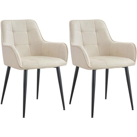Lot de 2 Chaises Visiteur RUFUS, Design Moderne et Élégant, en Velours, Crème
