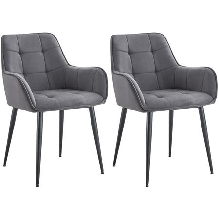 Lot de 2 Chaises Visiteur RUFUS, Design Moderne et Élégant, en Velours, Gris Foncé