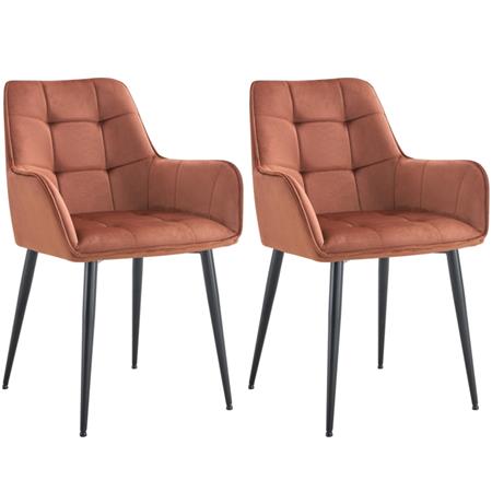 Lot de 2 Chaises Visiteur RUFUS, Design Moderne et Élégant, en Velours, Marron